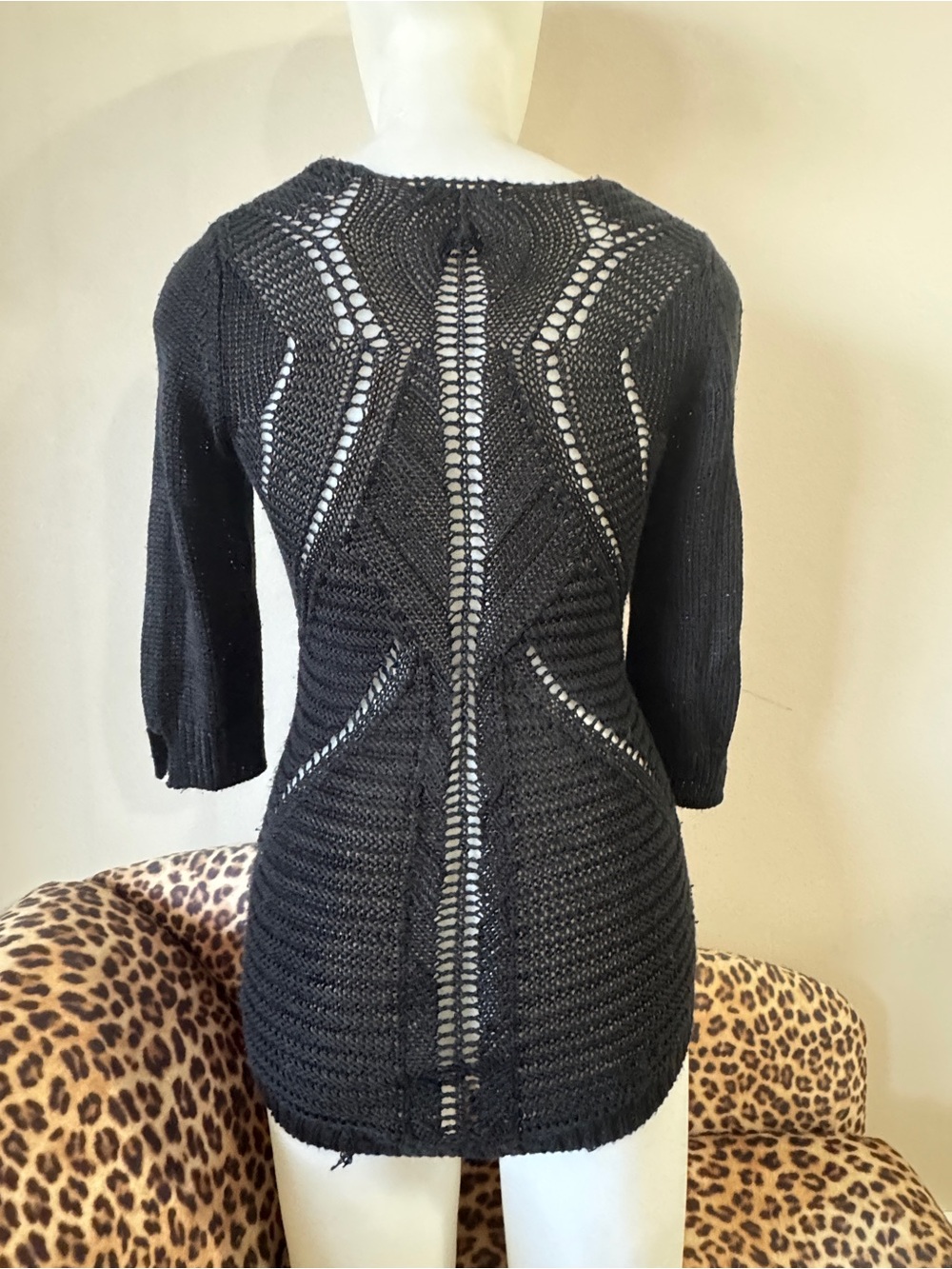 Early 2000/ Reitmans Black Open-Knit Scoop-Neck Sweater